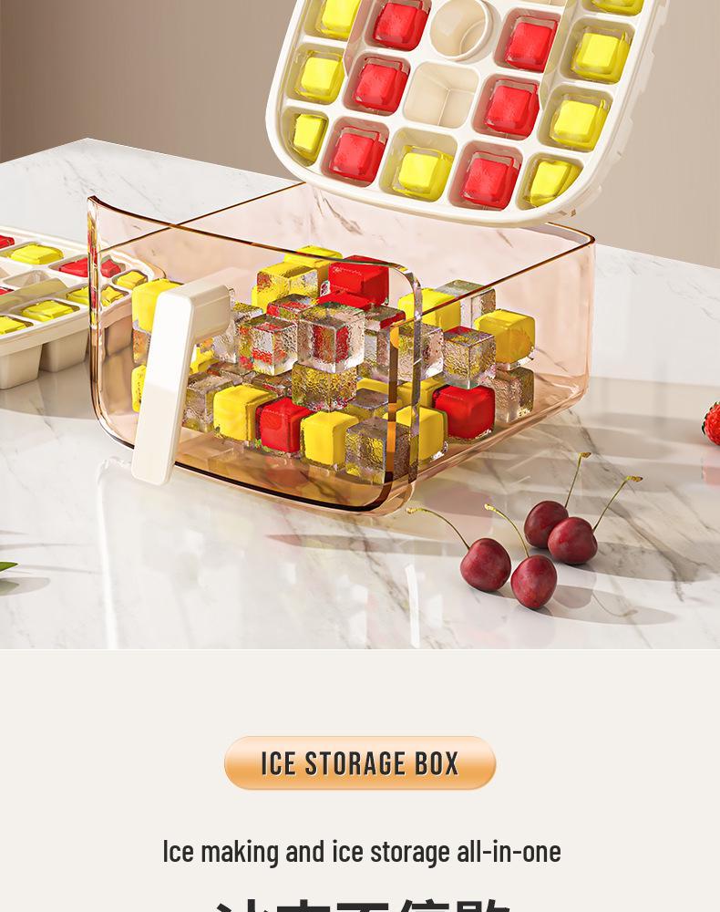 One-Key Ice Tray Mold Set: Food-Grade, Convenient Ice Cube Tray & Bucket for Home Use