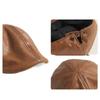 PU Leather Retro Japanese-style Forward Cap for Women, Versatile and Stylish for Autumn and Winter, Gradient Niche British Painter's Cap for Men