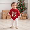 Christmas Baby Girl Red Romper - Cartoon Bow & Embroidery, Long Sleeve.