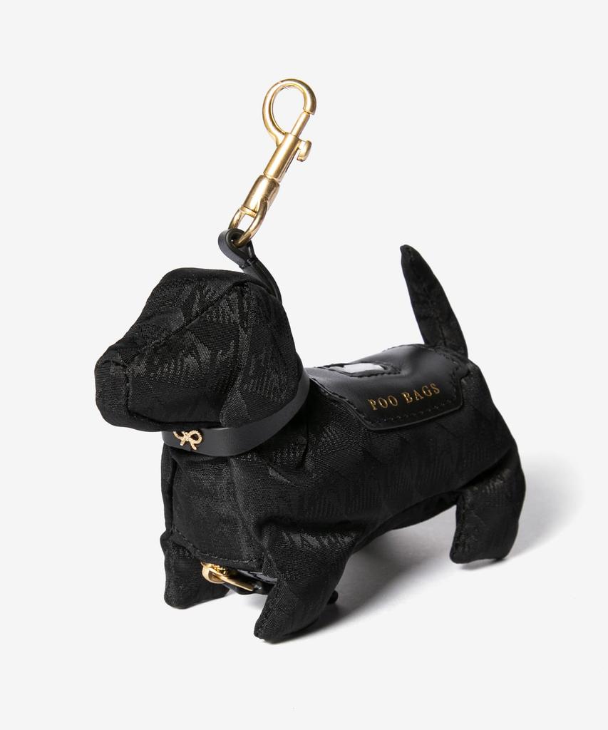 Anya Hindmarch Bag Charm 5050925 Charm Dog Poo Bag in AH Logo Nylon with One Size Calf, Women's, Black, [Used]