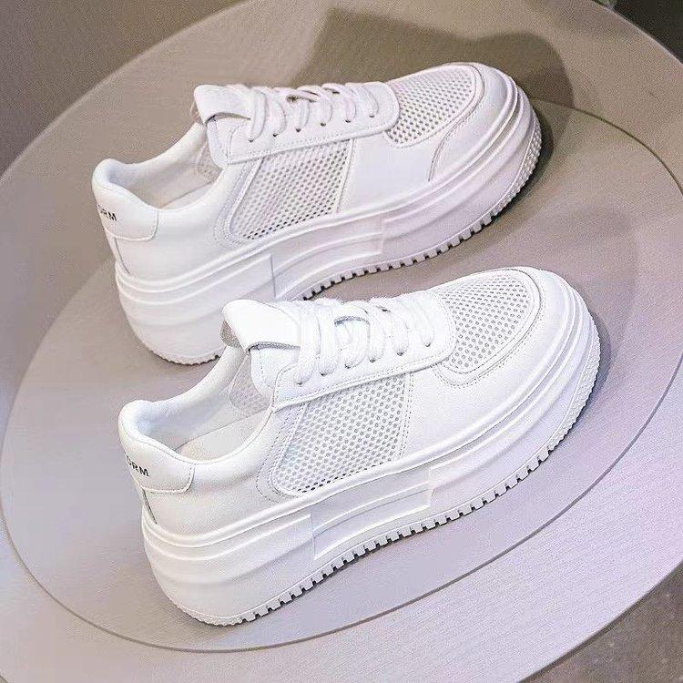 

[Shei same style in stock] Seoul sunny day~ South Korea leather heightening platform casual sports board shoes white shoes 40