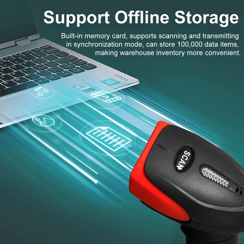 1D 2D Barcode Scanner With Stand Wired Wireless Bluetooth Bar Code Reader Scanning Tool Device For Supermarket Logistics Product