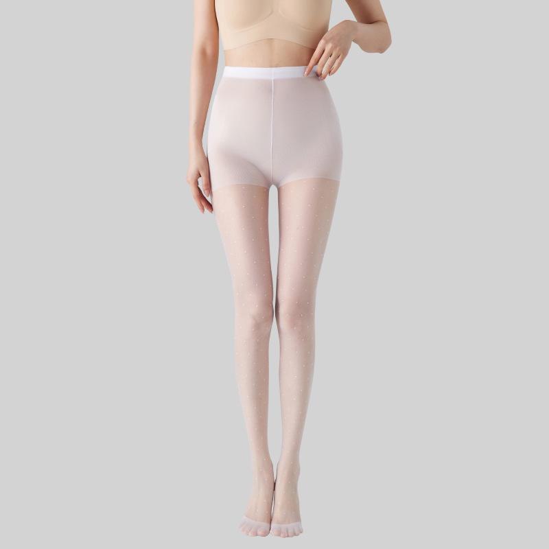 Women's Tall Black Polka Dot Sheer Pantyhose - Large Size, Anti-Snag, Silky, and Sexy for Spring/Summer Wear