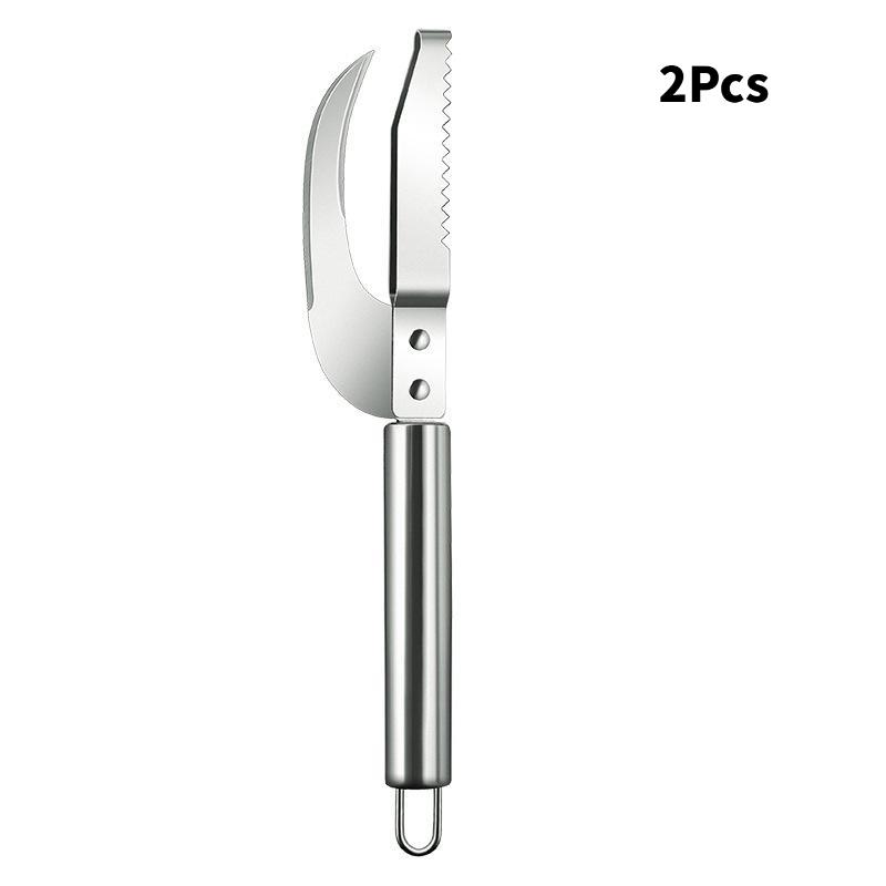Stainless Steel 3 In 1 Fish Scale Knife Cut/Scrape/Dig Maw Knife Scale Scraper Sawtooth Peelers Scraping Boning Filleting