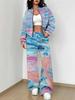 Color Tie-Dye Autumn And Winter New European And American Women'S Clothing Striped Printing Suit Women