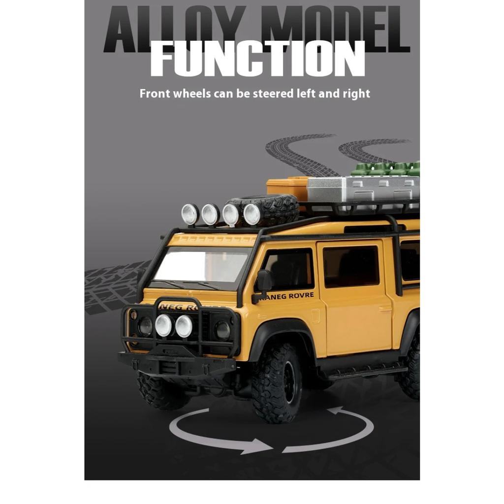 With Base 1/32 Land Rover Defender Off-Road Vehicle Die-cast Metal Camper Van Model Children's Toy Car Boy Gift Ornaments