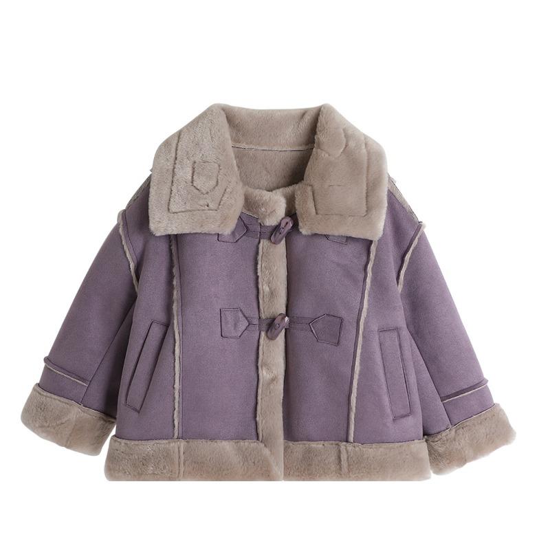 Winter Neuer Mädchen Fleecegefütterter Verdickter Mantel