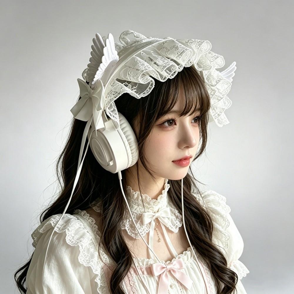 Gothic Lolita Wing Angel Headband Lace Head Wrap New Cosplay Headdress  Hair Accessories