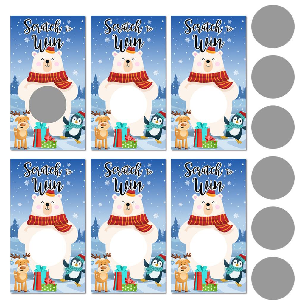 Christmas Party Cartoon Snowman Christmas Tree DIY Raffle Scratch Card Game Card Set