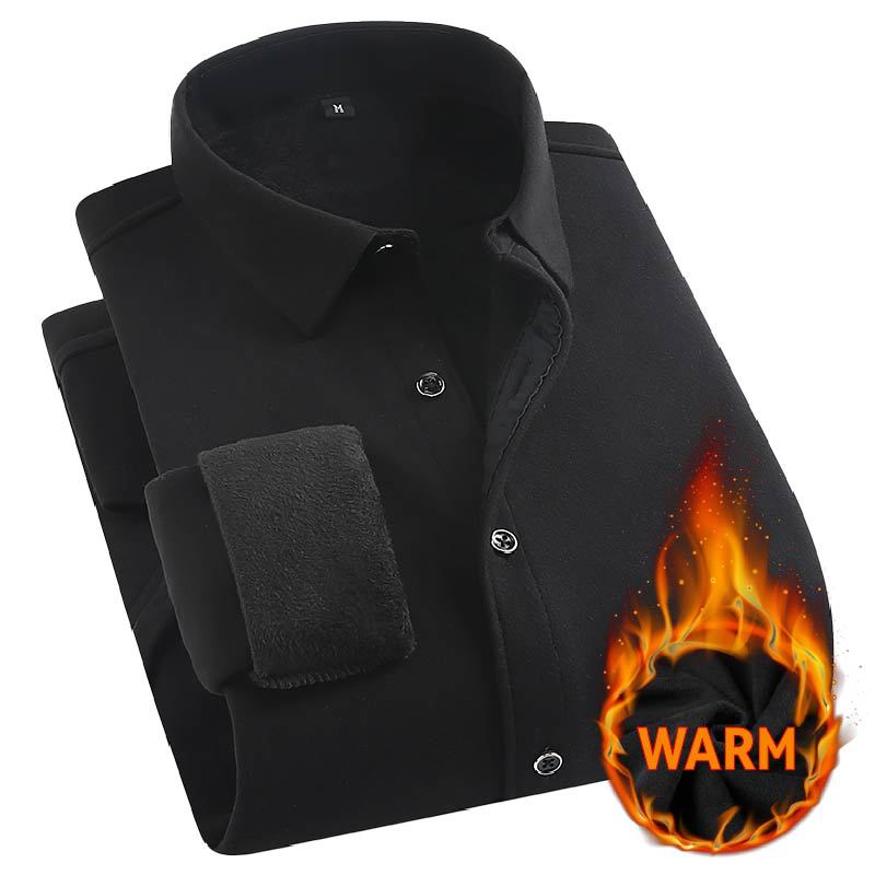 

Зимние куртки-рубашки на шерпе для мужчин, с длинным рукавом, на пуговицах, флисовые платья-рубашки, мужская повседневная теплая удобная терморубашка для работы с карманами XXXL