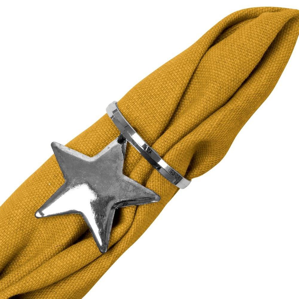 4x Wedding Rings Rings Napkins Metal Silver Stars Napkin Holder