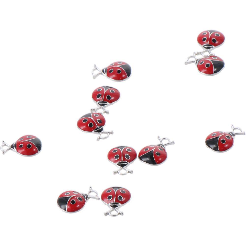 

20 шт., черные, красные подвески в виде божьих коровок, подвески в виде божьих коровок, черные, красные маленькие серьги, изготовление сережек