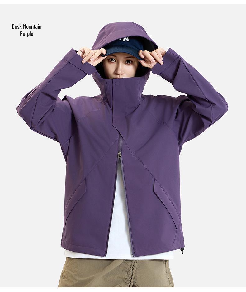 Single-Layer Softshell Hooded Jacket - Windproof, Waterproof, Lightweight, Wear-Resistant Outdoor Coat for Couples