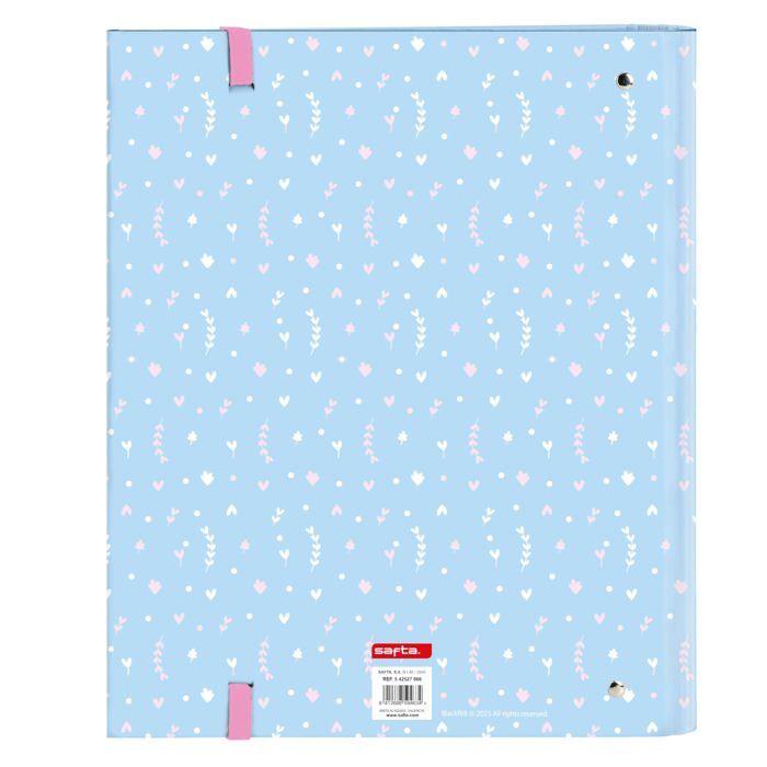 Classeur 4 anneaux - safta - 35 mm - 100 feuilles A4 - 27x3,5x32 cm - Bleu clair/rose clair - Quadrillage 5x5 mm