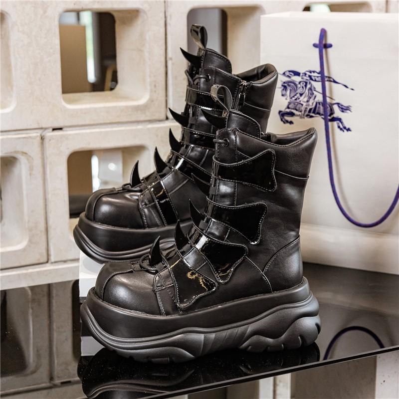 Plus Size Chunky Platform Y2K Combat Boots Punk Goth Ankle Women