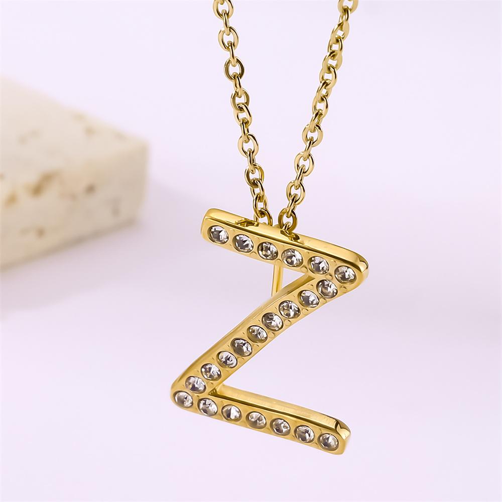 

Atoztide Zircon Letter Pendant Necklace for Women Men Full Stone Alphabet Initial Name Monogram Charm Necklace Jewelry Gift 50cm