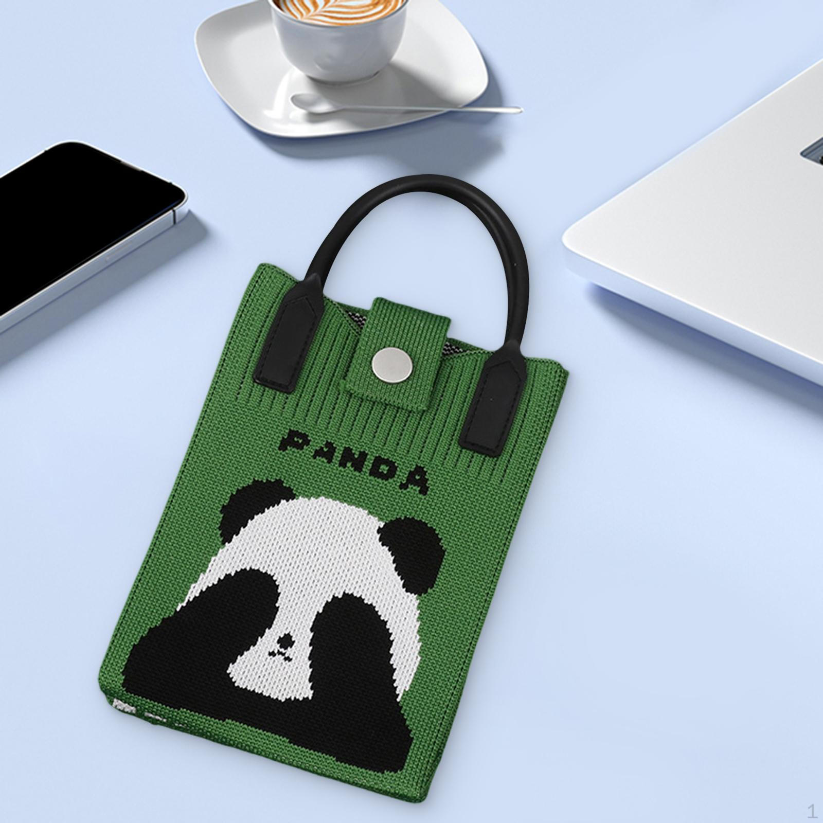 

Compact, Festive, Cute, Lightweight And Comfortable Knitted Phone Case with A Panda Pattern Green