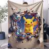1PC Pokemon Cyberpunk Pikachu Rainbow Print Fleece Blanket for Adult Quality Soft Warm Universal Blanket for Travel Office Home