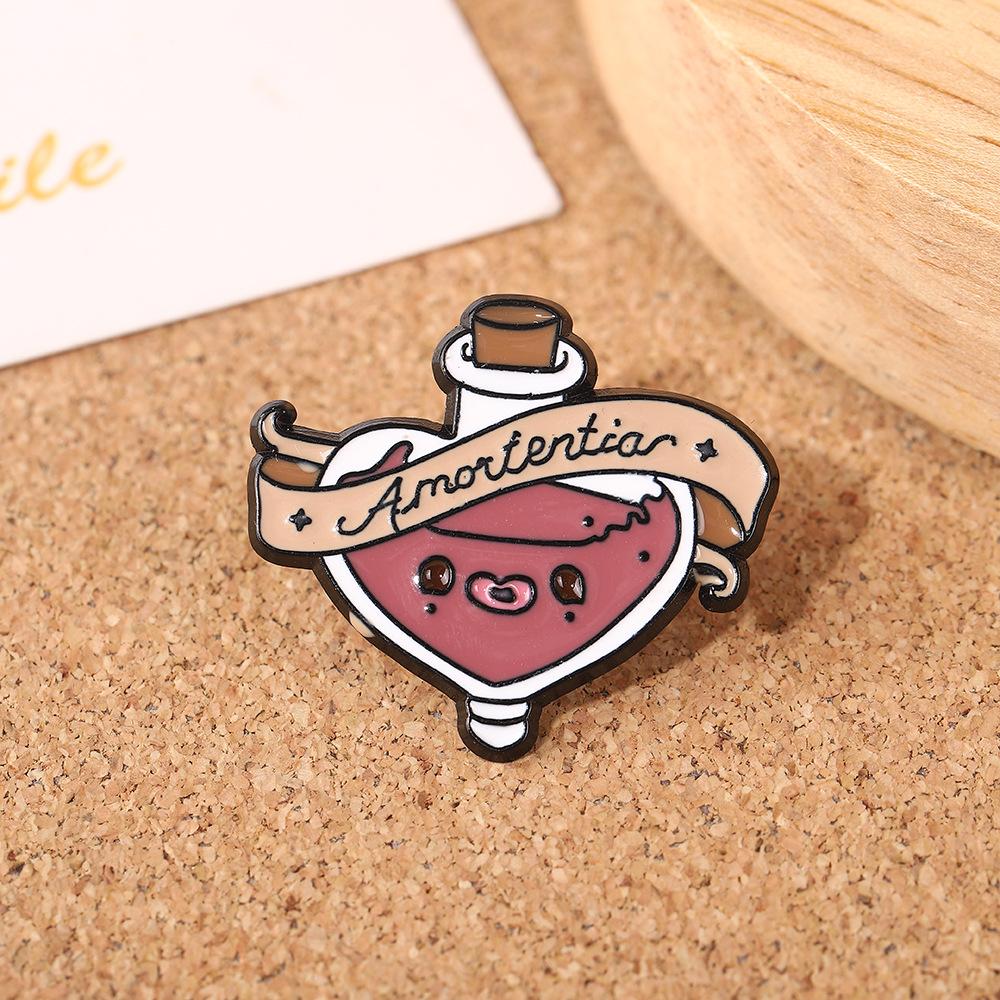 Cartoon Magic Medicine Bottle Fun Brooch Oil Drip Enamel Clothing Bag Decorative Brooch Badge