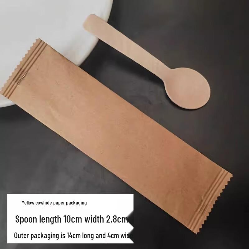 Miaojiayi 10cm Disposable Birch Wood Spoons - 300 Pack, Individually Wrapped