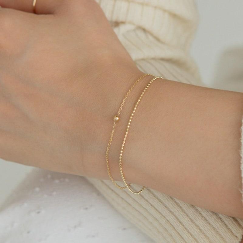 LUNNE 14k One Point Mini Ball Bracelet (14k Gold) #BR05