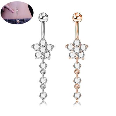 Joyería extraña, brochetas creativas de vermiculita AAA, colgante de acero inoxidable tipo flor para ombligo, clavos para ombligo