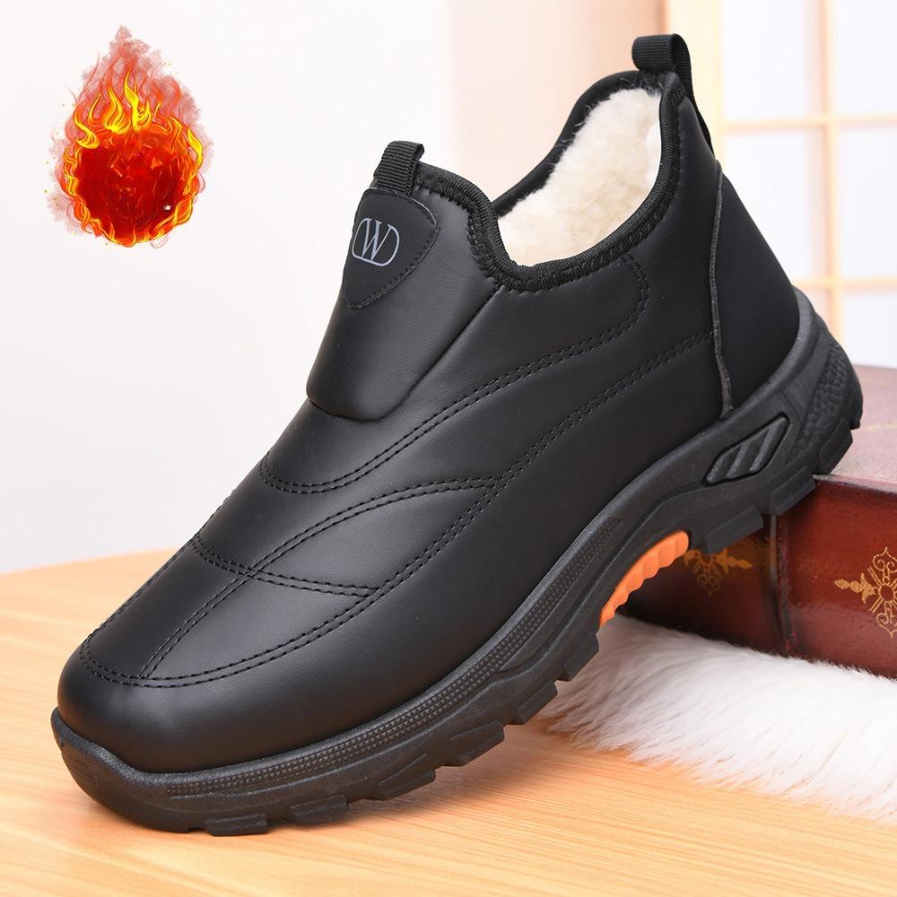 Men's casual cotton boots in winter with plush cotton shoes and plush thickened warm dad shoes