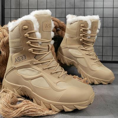 Militärstiefel Hohe Outdoor-Dschungel-Kampfstiefel Fleece-Thermo-Taktikstiefel Bergsteiger-Werkzeug Langlebig