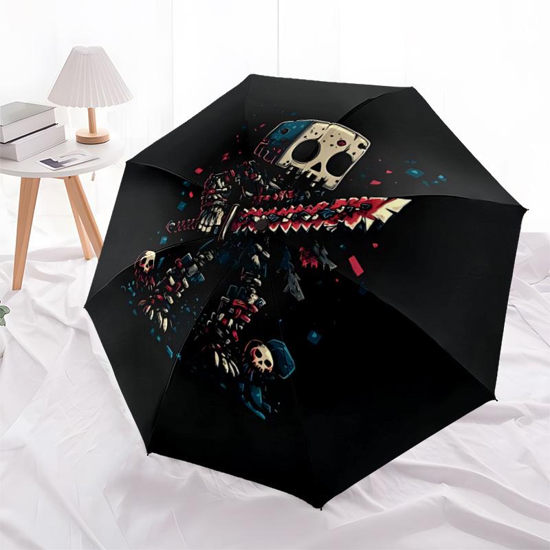 1pc Skull Warrior Automatic Open/close Umbrella, 8-Rib Sturdy Structure, Portable Travel Umbrella, Parties, Everyday Use, Outdoor Accessory,