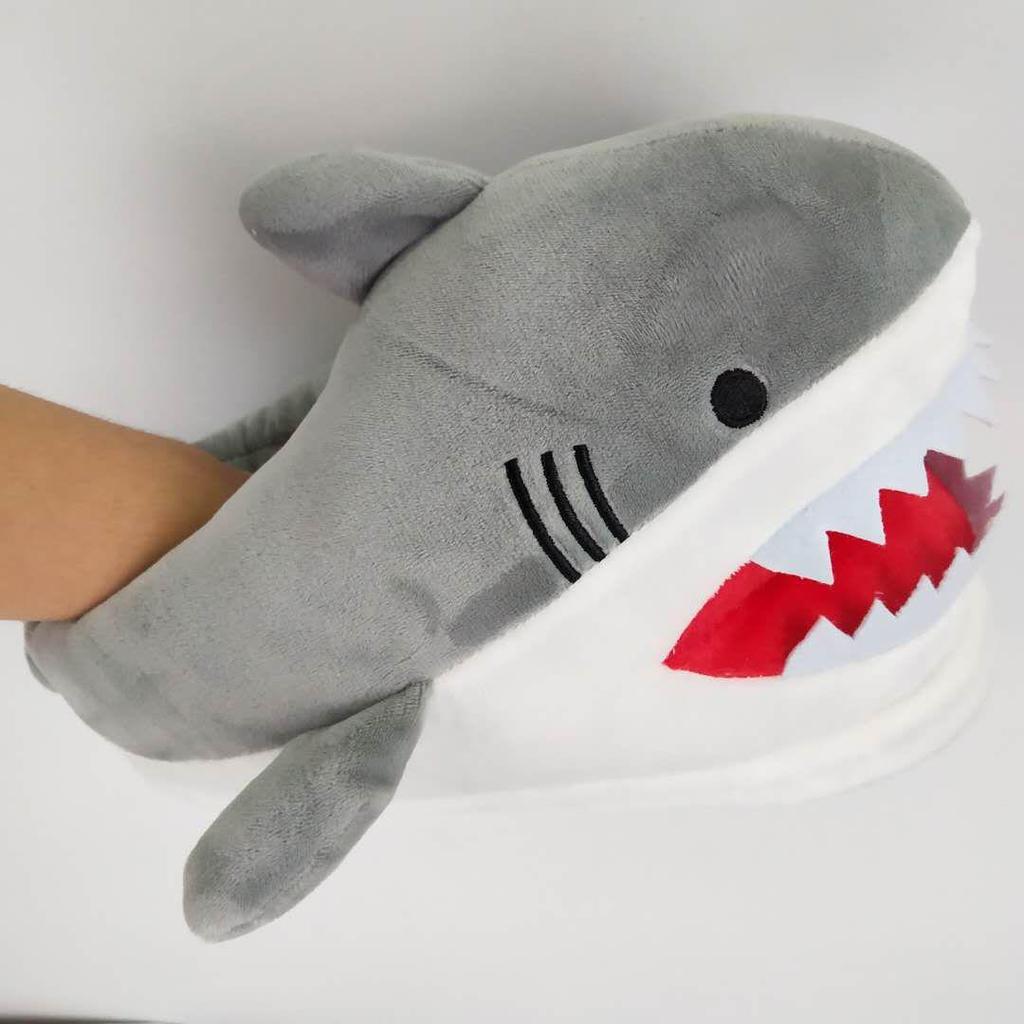 Shark Plush Winter Slippers - Thick, Cozy Indoor Dolphin Cotton for Couples
