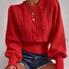 Sweater Fashion Versatile Autumn New Crew Neck Twist Knitted Sweater Women's Loose Solid Color Pullover