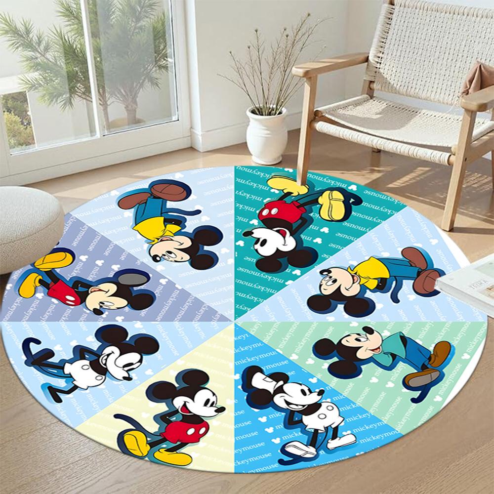 Christmas Mickey Minnie Round Floor Mat Suitable for Foyer Decorate room Hallway Balcony Antislip Round Carpet Anime Office Decor