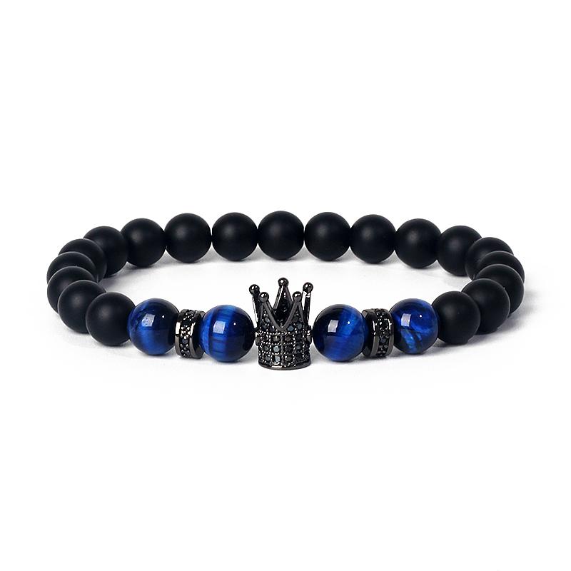 Fashion Crown Skull Punk Bracelets Men Wolf Head Zircon Tiger Eye Bracelets for Women Energy Nature Stone Soul Jewelry Pulsera