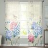 Frühling Hortensie Blume Libelle Vintage Sheer Voile Fenster Vorhänge Tüll Vorhänge Wohnzimmer Balkon Dekoration Vorhänge
