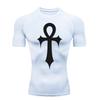 Cross Pattern Design Men's Sports T-shirt Training Fitness Compression Short Sleeve Rashguard for Men Gym Workout Athletic Tees