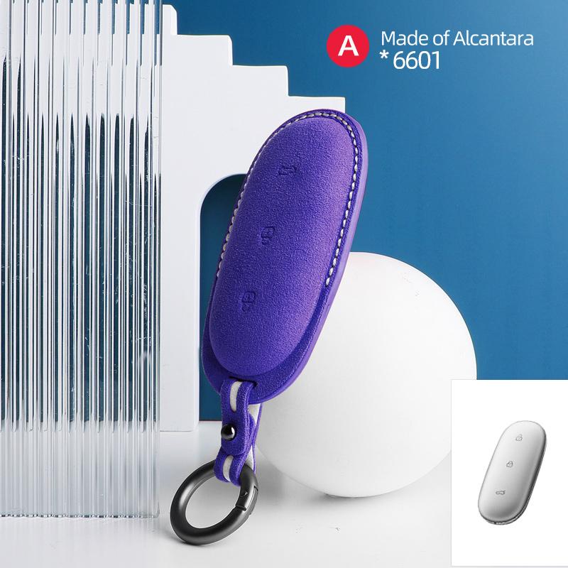 3 Buttons Car Remote Key Case Cover for LEADING IDEAL for LiXiang L9 L8 L7 Suede Car Key Shell Fob Protector Bag