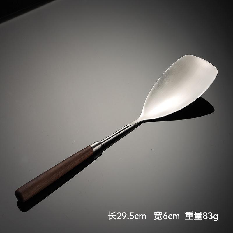 Walnut handle 304 small spatula stainless steel mini small spatula small cooking spatula pan frying patty