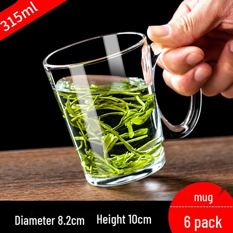 Zhuopu 315ml Thickened Heat-Resistant Glass Mugs (Set of 6)