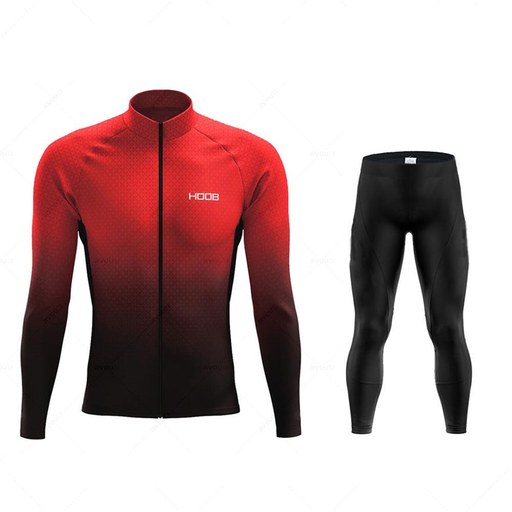 2026 Spring New Team Long Sleeve Cycling Jersey Set MTB Bike Clothing Uniform Men's Thermal Fleece Bicycle Maillot Ropa Ciclismo