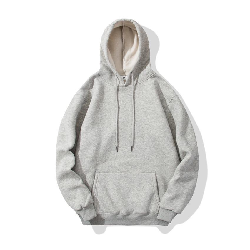 Unisex Solid Color Ribbed Cuff Hoodie Sweatshirt