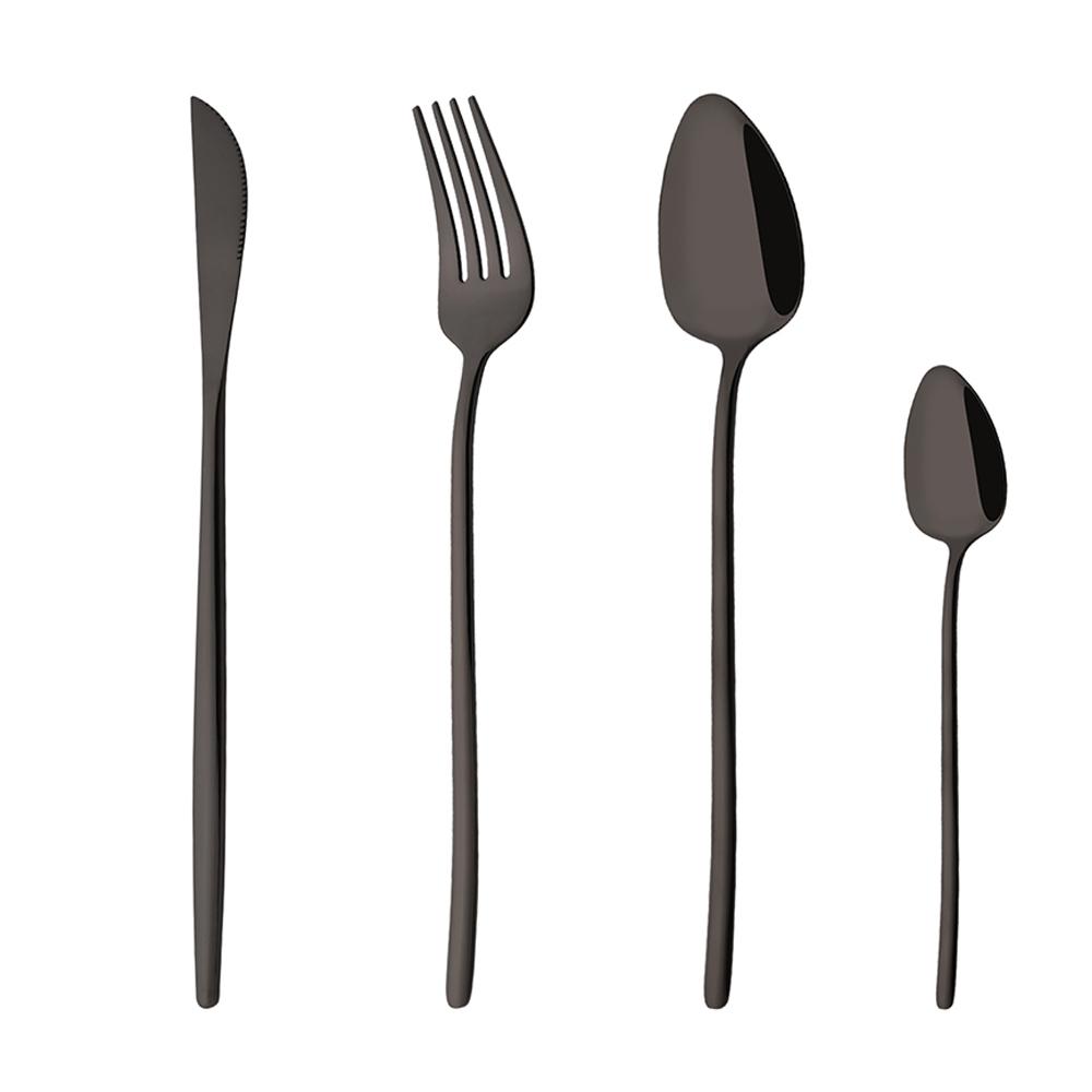 4Pcs Cutlery Set Black Gold Dinnerware Stainless Steel Silverware Knife Fork Spoon Tableware Flatware Set Kitchen Accessories