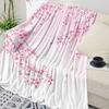 Cherry Blossom Plum Branch Pink Flower White Throw Blanket Warm Microfiber Flannel Blanket Bedroom Decor Blankets For Beds