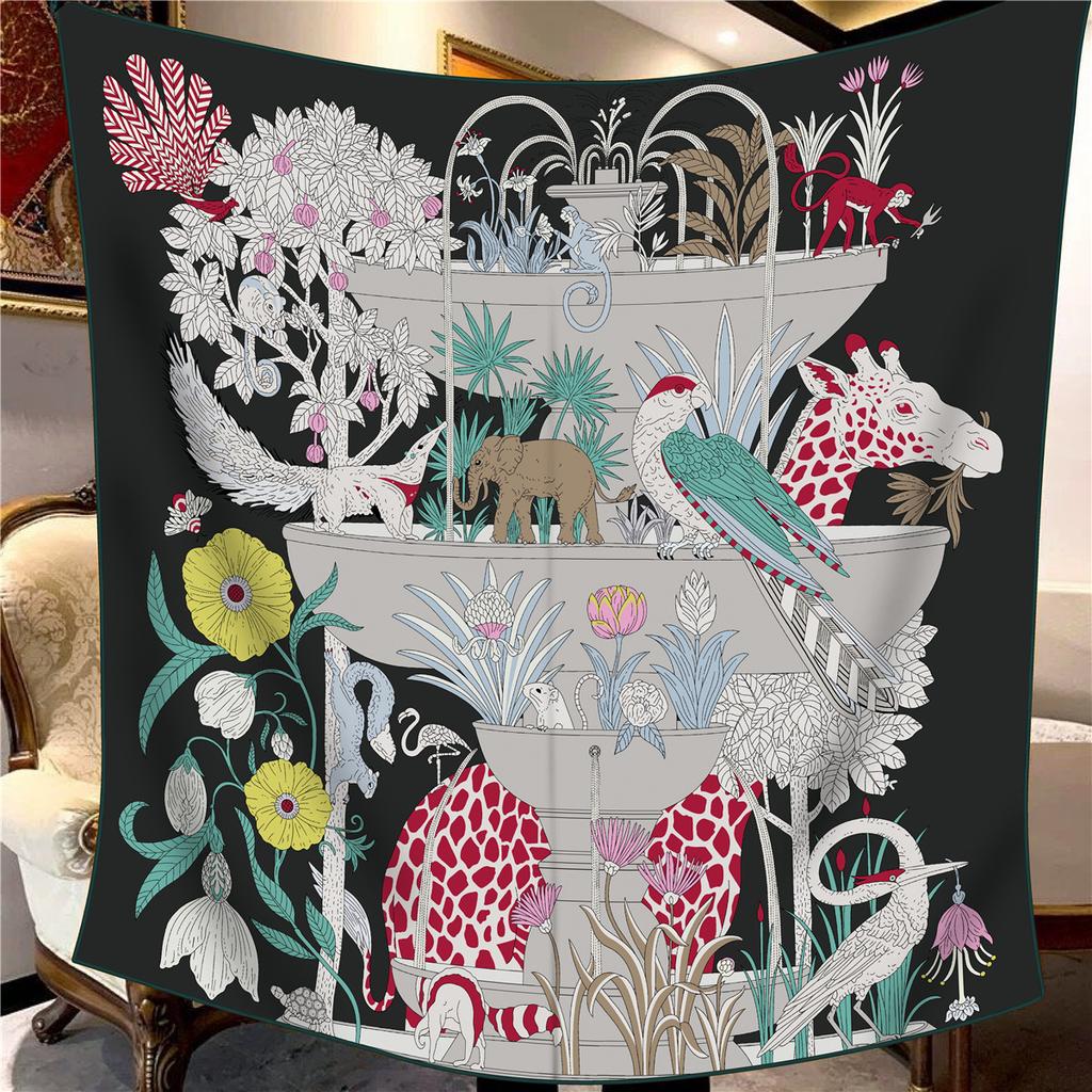 Sciarpa Quadrata da Donna in Finta Seta e Lana 110X110M Elegante Chic Lusso Regalo di Natale Compleanno Festa Ufficio Wrap Quotidiano