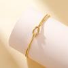 Teamer Double Snake Chain Love Knot Adjustable Bracelet Stainless Steel Gold Color For Women Men Valentine's Day Gift Jewelry