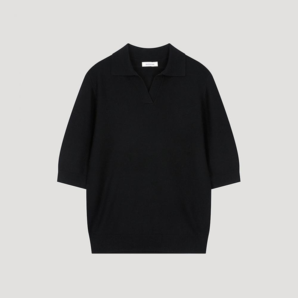 

She S miSS Collar Neck Half Sleeve Knit SSkpoo32040 Bk blacks/55