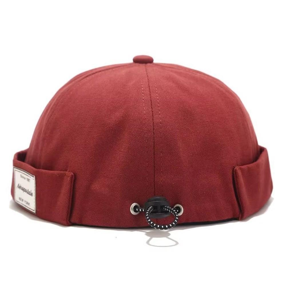 Unisex Cotton Melon Skin Hat Adjustable Hip Hop Docker Cap Brimless Solid Color Landlord Cap Outdoor красный