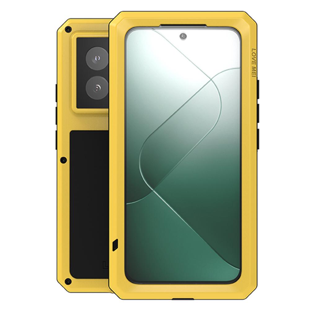 LOVE MEI For Xiaomi 14 Pro Case with Tempered Glass Film Metal+Silicone Rugged Phone Cover