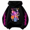 New cartoon hooded sweatshirt, suitable for both men and women, warm purple children's top, fashionable casual children's