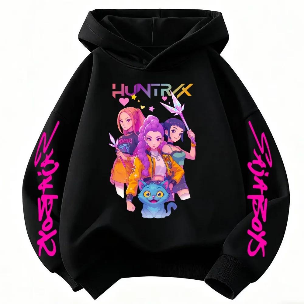 New cartoon hooded sweatshirt, suitable for both men and women, warm purple children's top, fashionable casual children's