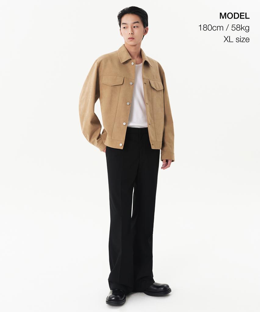 Musinsa Standard Synthetic Suede Minimal Trucker Jacket [Beige]